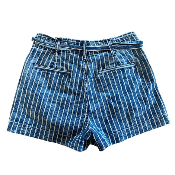 American Eagle Blue White Striped Belted High Rise Shorts 10 Festival Coastal - Picture 10 of 10